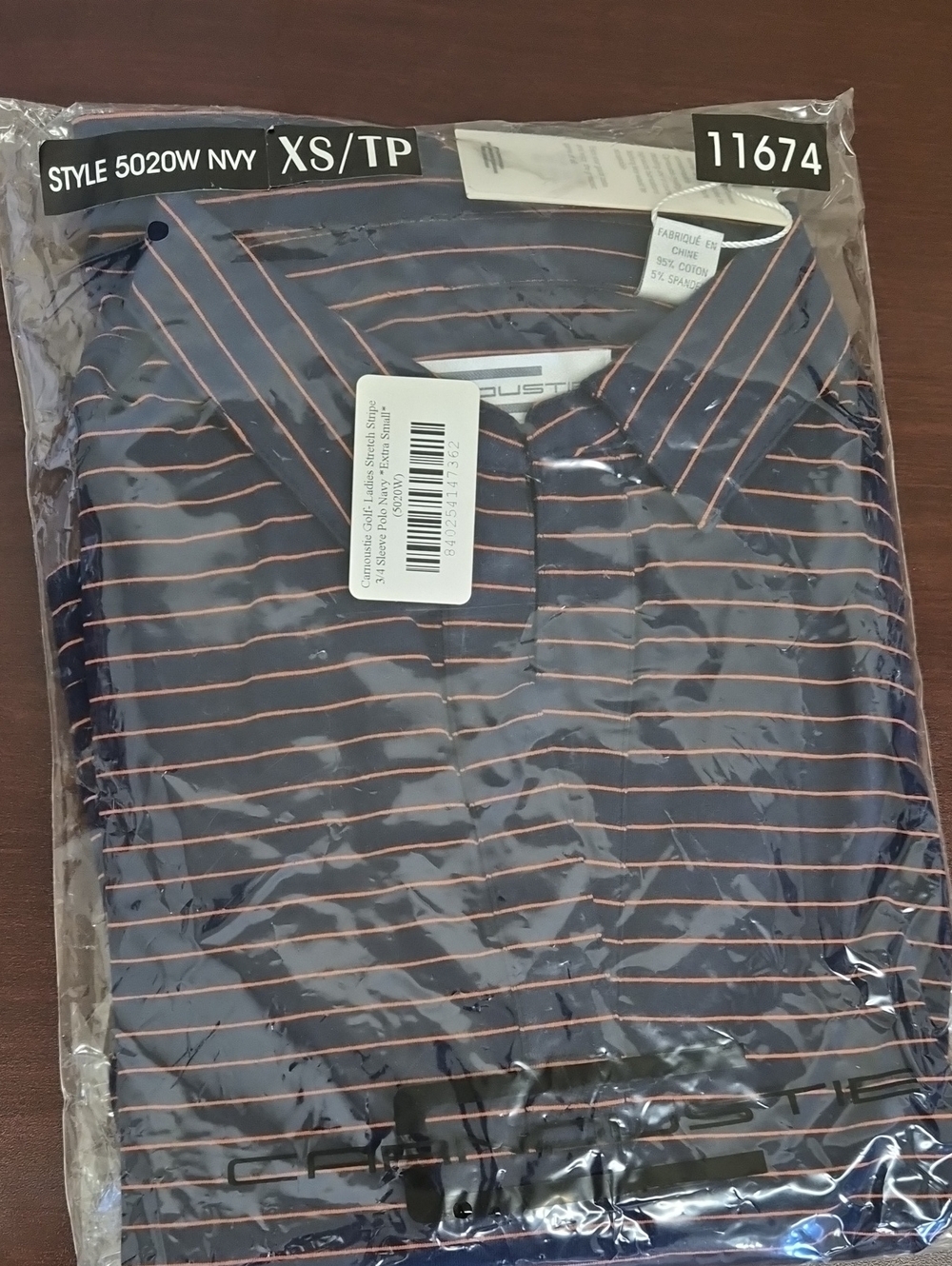 Carmoustie Golf Ladies Navy Striped Polo Size XS